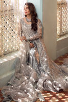 Charcoal Grey Embroidered Organza Lehenga Set (3-Piece) - Image 3