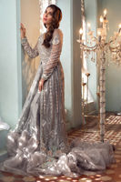 Charcoal Grey Embroidered Organza Lehenga Set (3-Piece) - Image 6