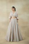 Indian Bright Grey Embellished Organza Tissue Lehenga (2-Piece) - Image 2