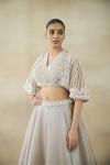 Indian Bright Grey Embellished Organza Tissue Lehenga (2-Piece) - Image 3