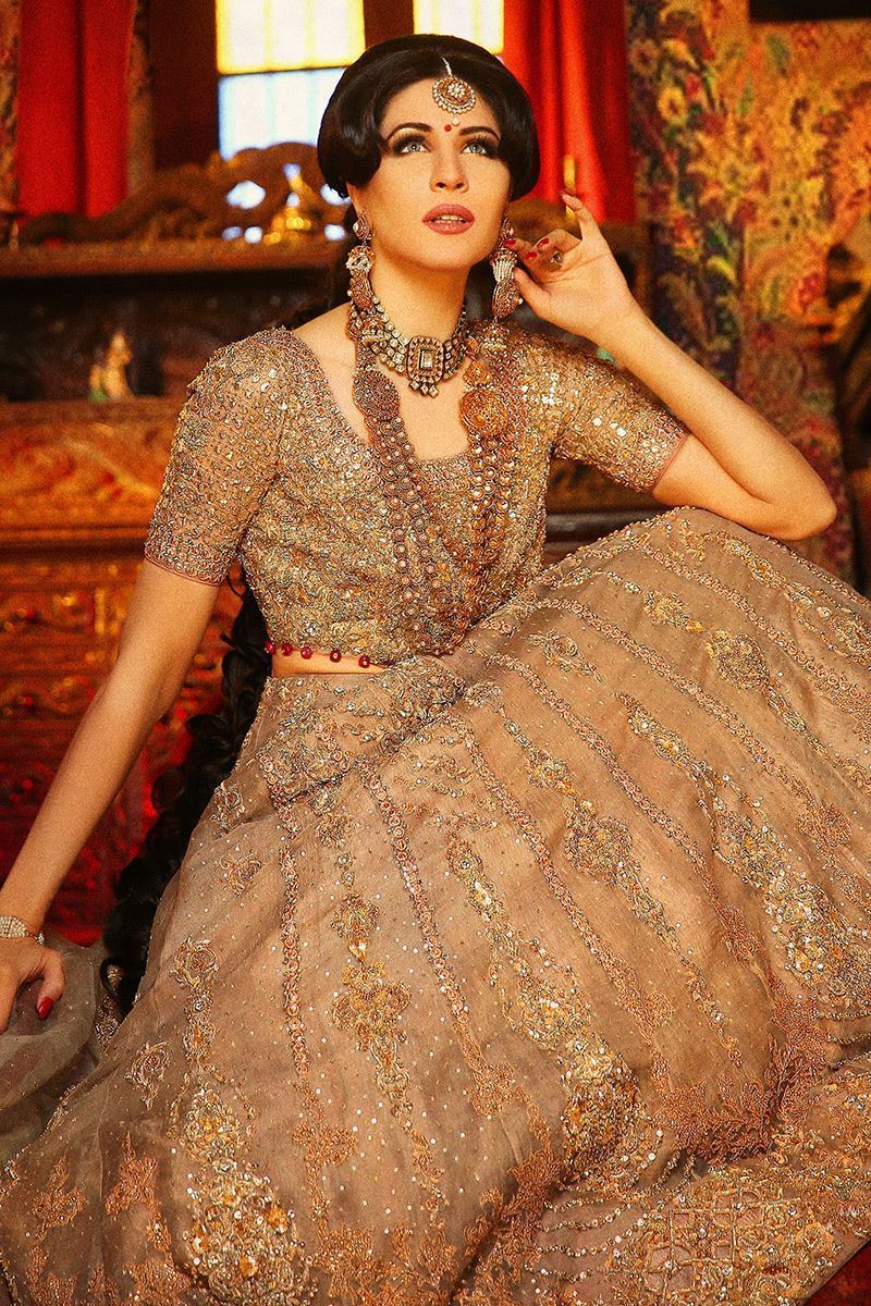 Pakistani Grey Embroidered Organza Lehenga (3-Piece) - Image 3