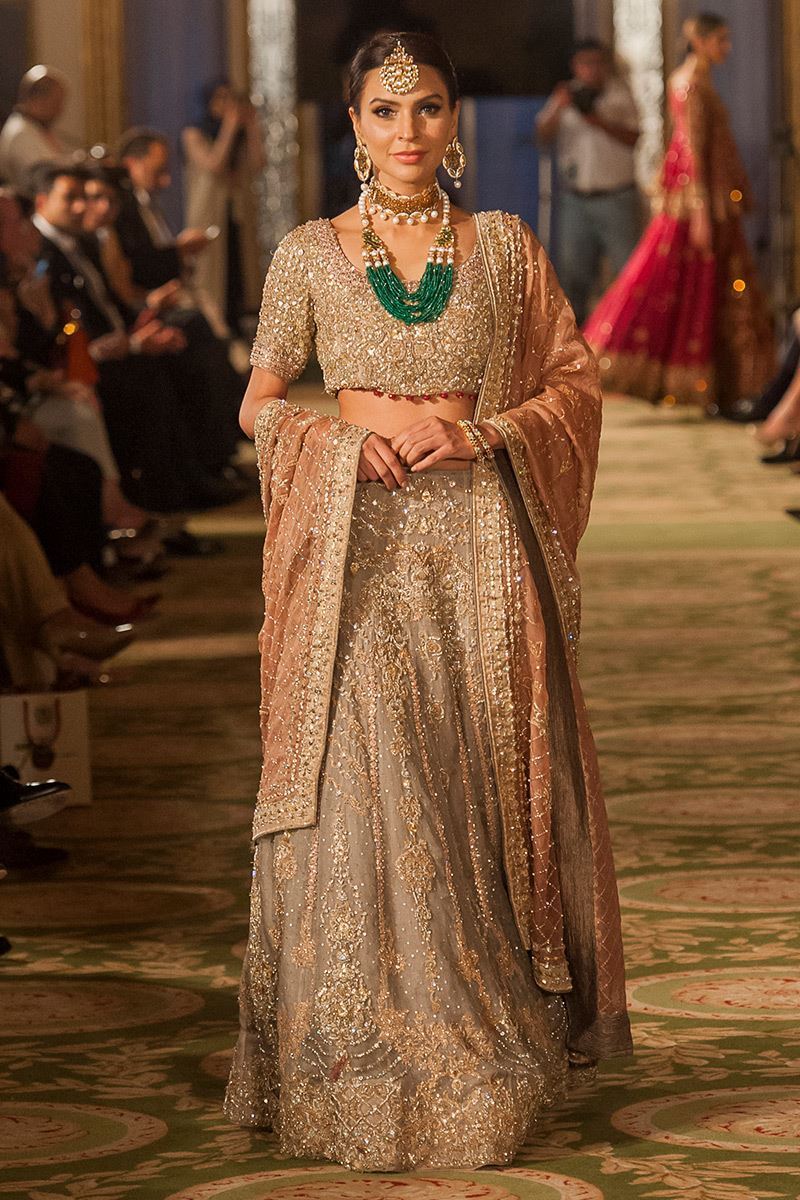 Grey Embroidered Organza Lehenga Set (3-Piece) - Image 1