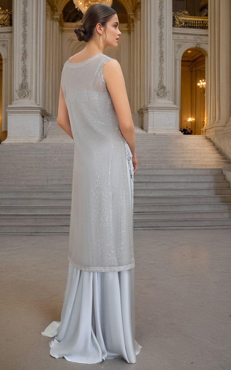 Grey Cutwork Embroidered Satin-Blend Lehenga (2-Piece) - Image 3