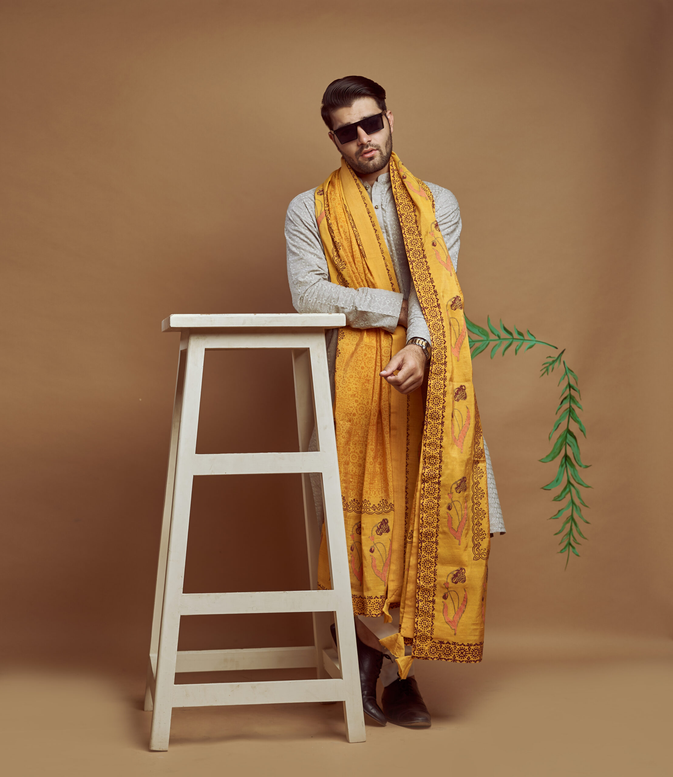 Ash Grey Chikankari Cotton Kurta (3-Piece) - Image 1