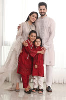 Grey Resham Embroidered Cotton Katan Kurta (2-Piece) - Image 6