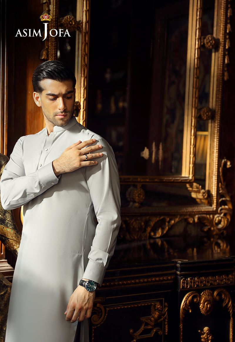 Light Grey Blended Fabric Kurta Shalwar (2-Piece) - Image 3