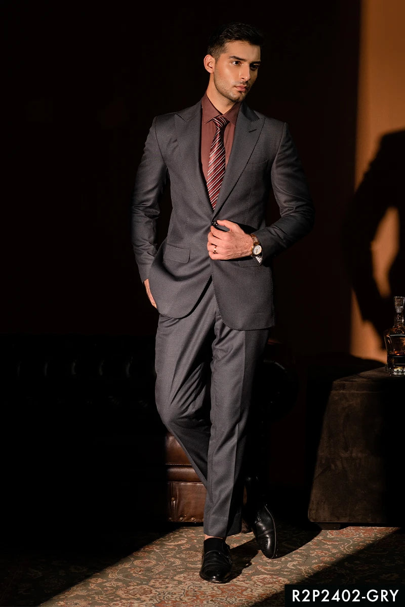 Dark Grey Tailored Suiting Fabric Two-Piece Suit (2-Piece) - Image 1