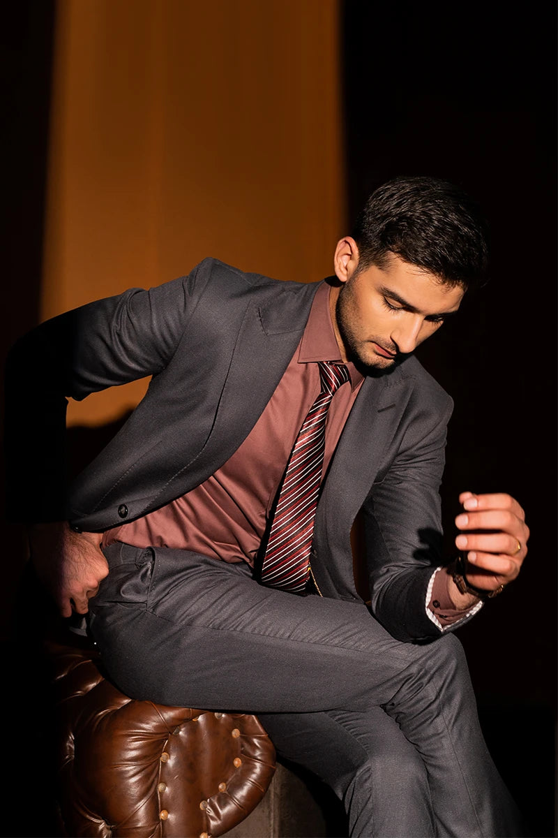 Dark Grey Tailored Suiting Fabric Two-Piece Suit (2-Piece) - Image 4