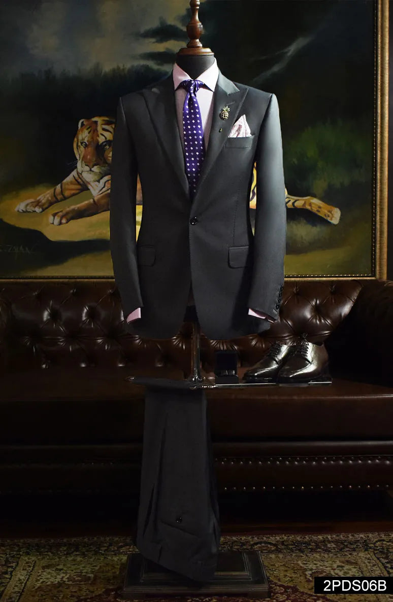 Charcoal Grey Hand-Stitched Terry Rayon Tuxedo (2-Piece) - Image 1