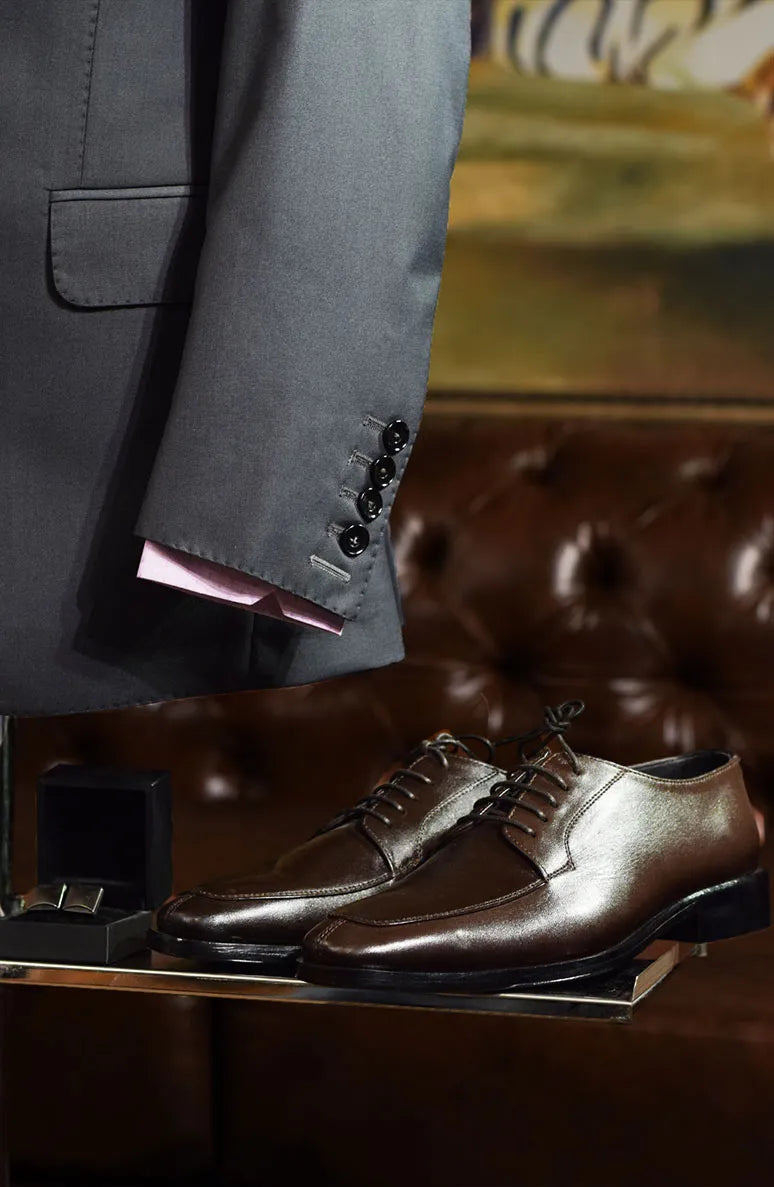 Charcoal Grey Hand-Stitched Terry Rayon Tuxedo (2-Piece) - Image 3