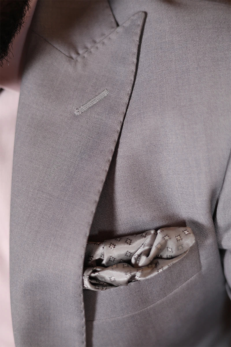 Light Grey Hem-Stitched Wool Blend Formal Suit (2-Piece) - Image 4
