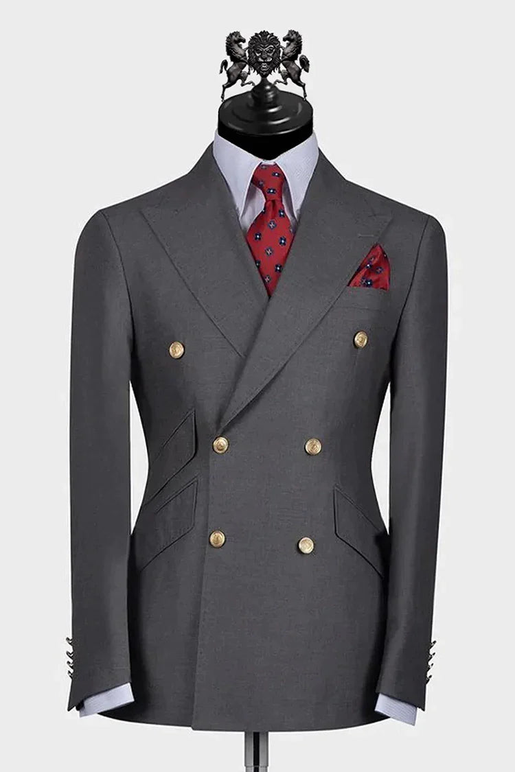 Dark Grey Wool Double-Breasted Suit (2-Piece) - Image 1