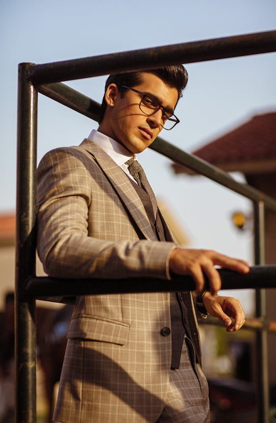 Light Grey Checked Wool-Blend Tuxedo Suit (3-Piece) - Image 3