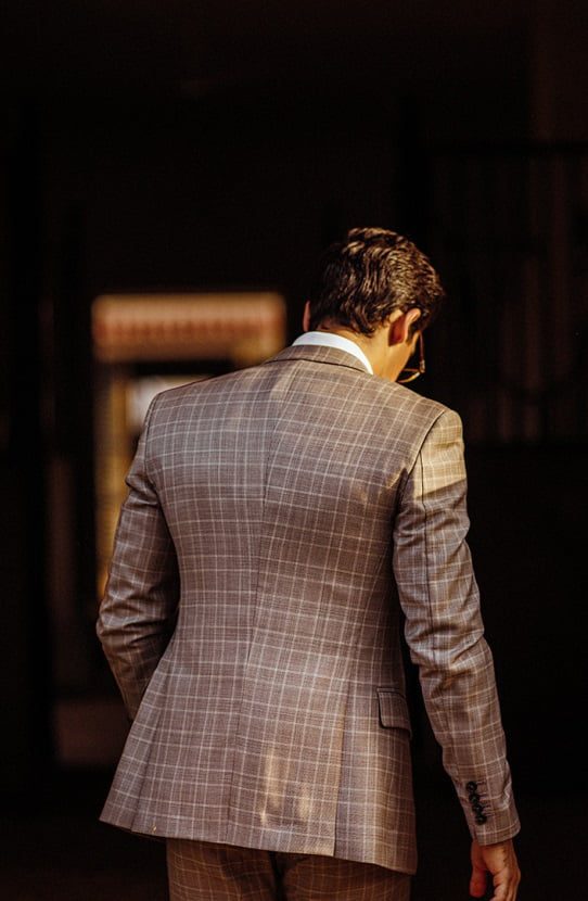 Light Grey Checked Wool-Blend Tuxedo Suit (3-Piece) - Image 4