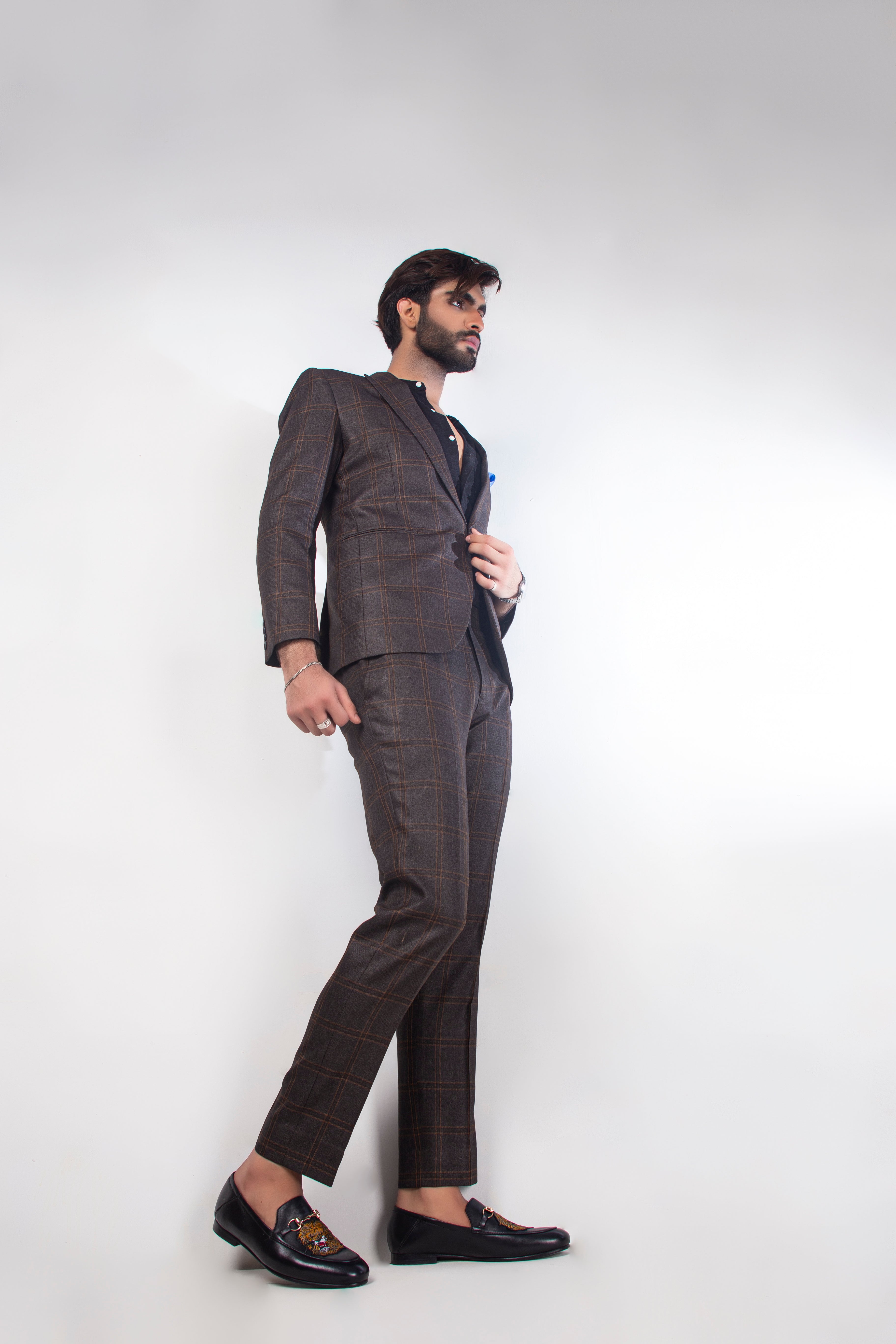 Grey Checked Wool-Blend Two-Piece Suit (2-Piece) - Image 2