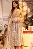 Pakistani Grey & Gold Zardozi Net Pishwas Dress (3-Piece) - Image 7