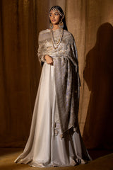 Lilac Grey Pearl-Embellished Raw Silk Pishwas (1-Pc) - Image 4