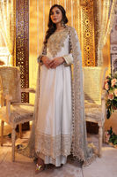 Aqua Grey Embellished Silk Pishwas Dress (3-Piece) - Image 3