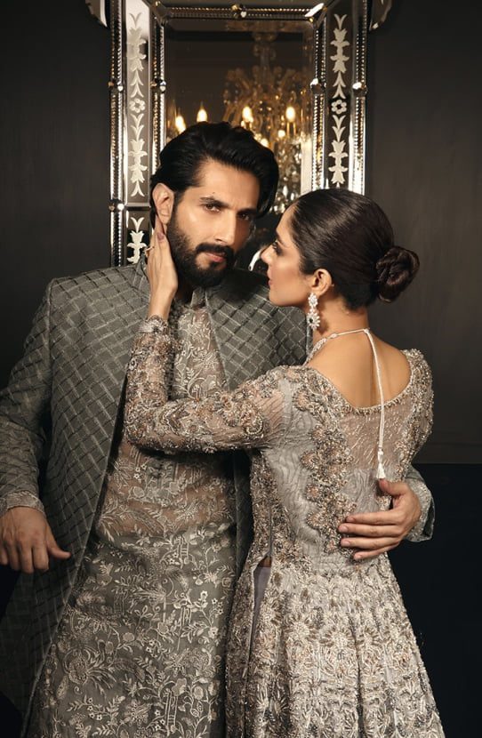 Oyster Grey Embroidered Organza Kurta with Prince Coat (3-Piece) - Image 4