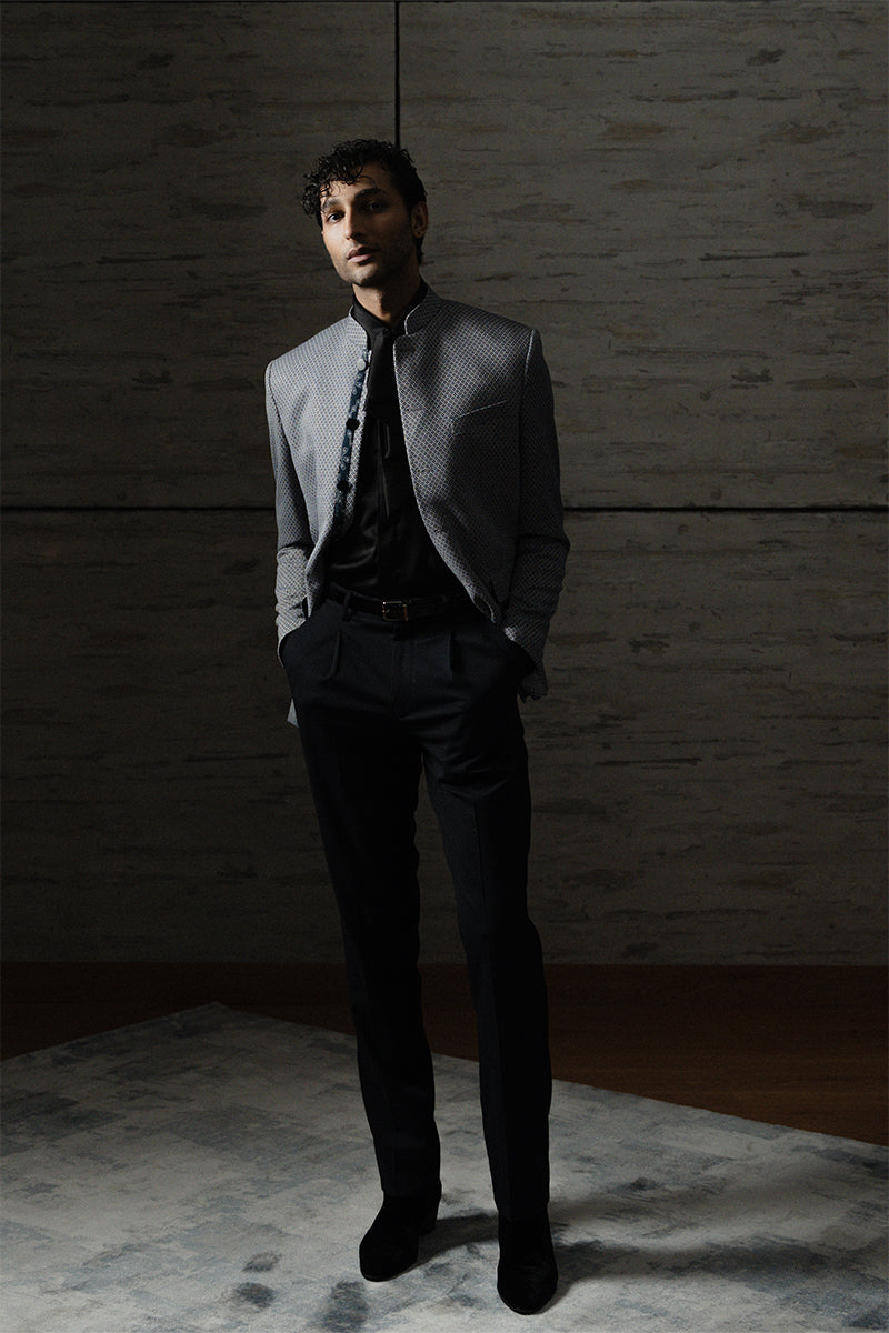 Grey Birdseye Textured Prince Jacket (2-Piece) - Image 1