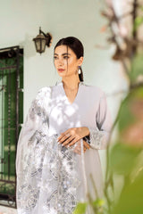 Light Grey Sequined Georgette Chiffon Salwar Kameez (3-Piece) - Image 3