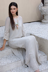 Ice Grey Pearl & Crystal Georgette Salwar Kameez (2-Piece) - Image 5