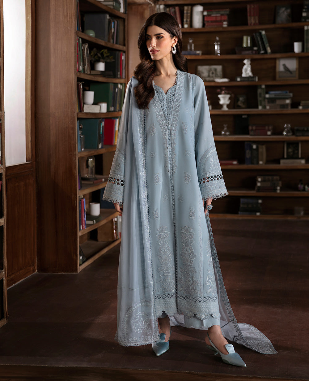 Ice Grey Embroidered Grip Salwar Kameez (3-Piece) - Image 1