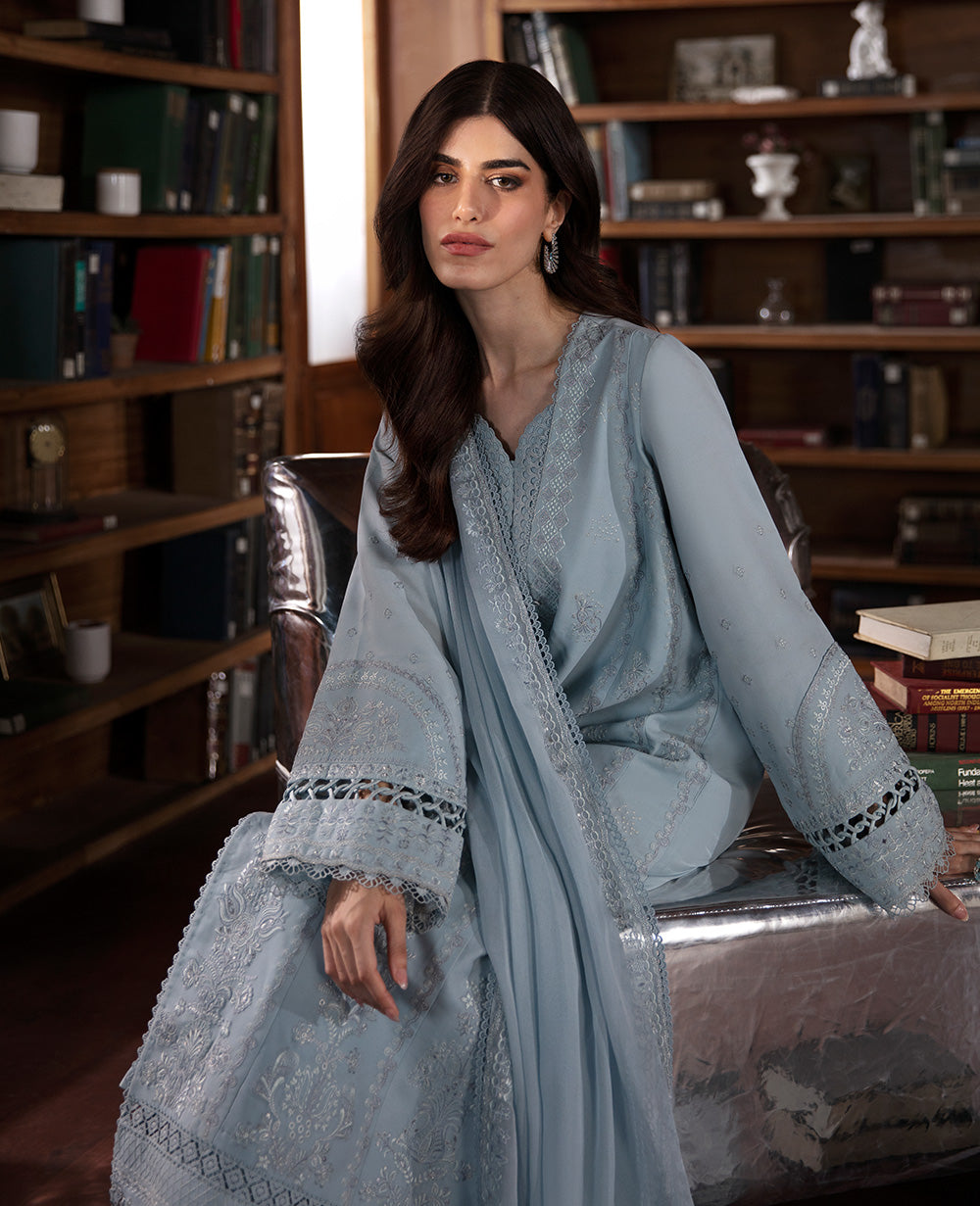 Ice Grey Embroidered Grip Salwar Kameez (3-Piece) - Image 3