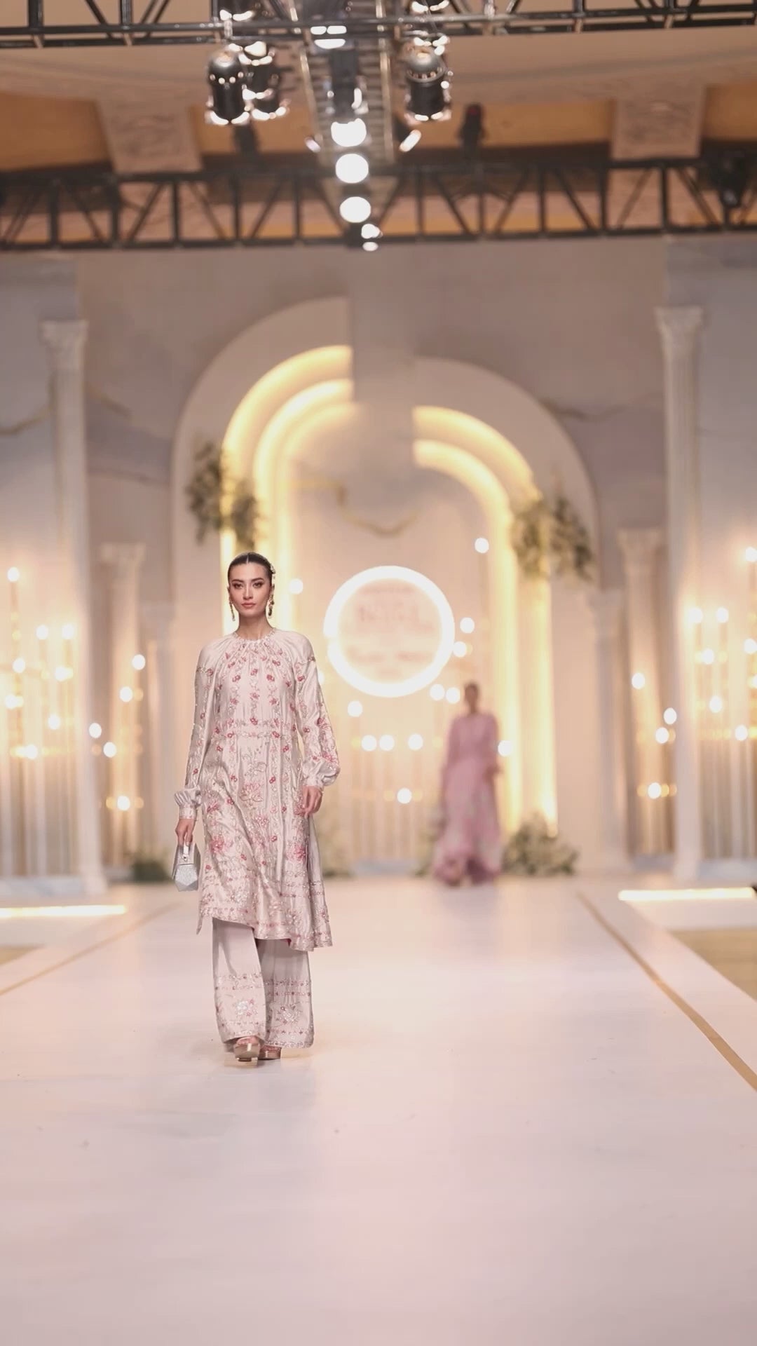 Pakistani Dove Grey Zardozi Khadi Net Silk Salwar Kameez (2-Piece) - Image 4