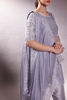 Pakistani Grey Embroidered Korean Raw Silk Salwar Kameez (3-Piece) - Image 3