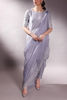 Pakistani Grey Embroidered Korean Raw Silk Salwar Kameez (3-Piece) - Image 5