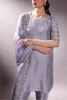 Pakistani Grey Embroidered Korean Raw Silk Salwar Kameez (3-Piece) - Image 6
