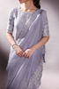 Pakistani Grey Embroidered Korean Raw Silk Salwar Kameez (3-Piece) - Image 7