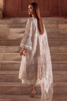 Grey Embroidered Luxe Cotton Lorex Salwar Kameez (3-Piece) - Image 3