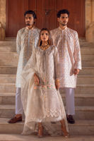 Grey Embroidered Luxe Cotton Lorex Salwar Kameez (3-Piece) - Image 4