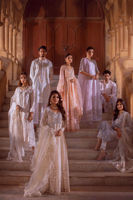 Grey Embroidered Luxe Cotton Lorex Salwar Kameez (3-Piece) - Image 5