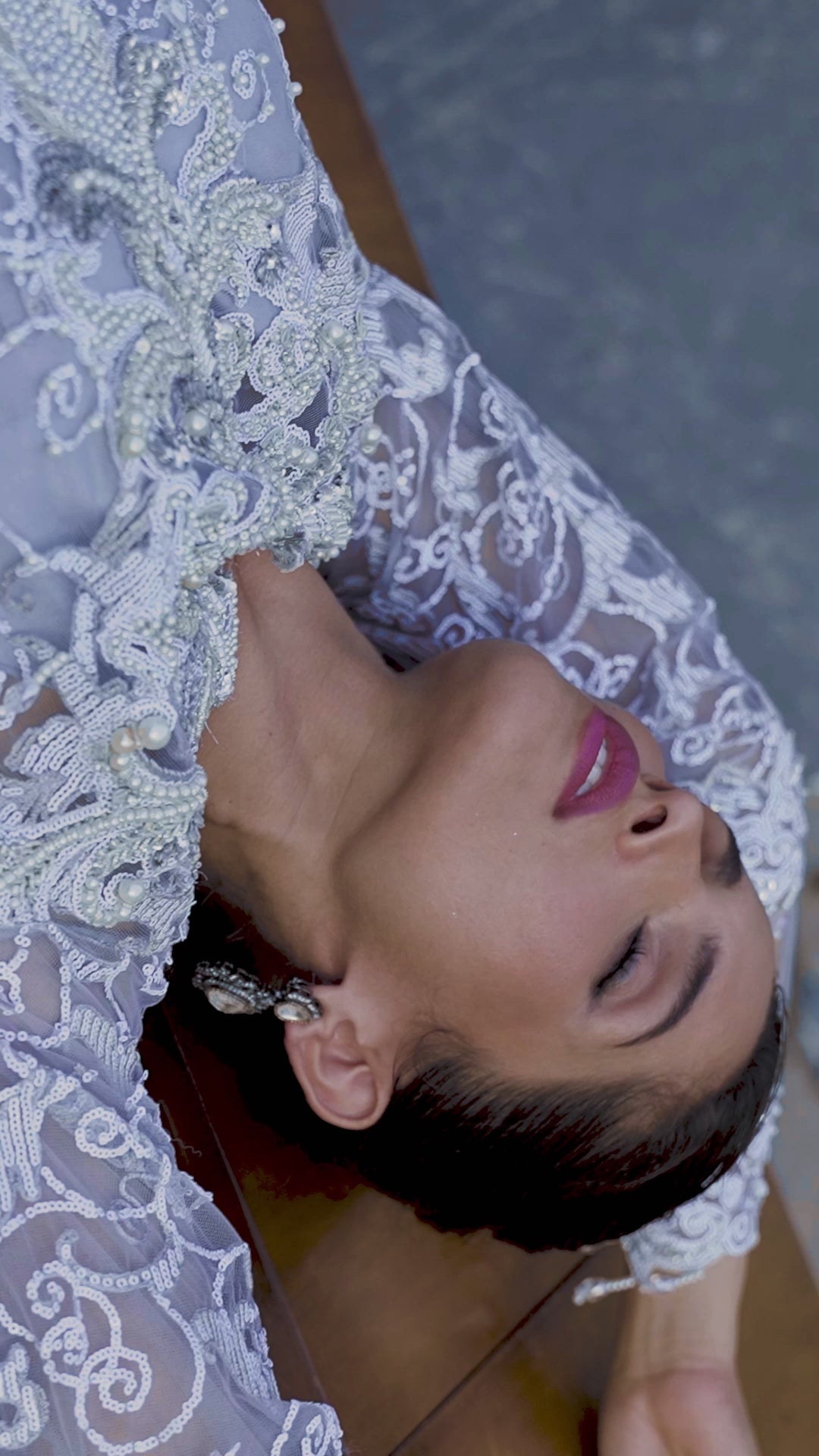 Pakistani Steel Grey Embroidered Net Salwar Kameez (3-Piece) - Image 13