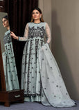 Pakistani Grey Embroidered Organza Long Dress (3-Piece) - Image 2