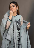 Pakistani Grey Embroidered Organza Long Dress (3-Piece) - Image 3