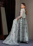 Pakistani Grey Embroidered Organza Long Dress (3-Piece) - Image 4