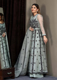 Pakistani Grey Embroidered Organza Long Dress (3-Piece) - Image 5