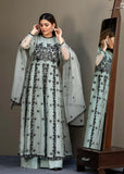 Pakistani Grey Embroidered Organza Long Dress (3-Piece) - Image 6