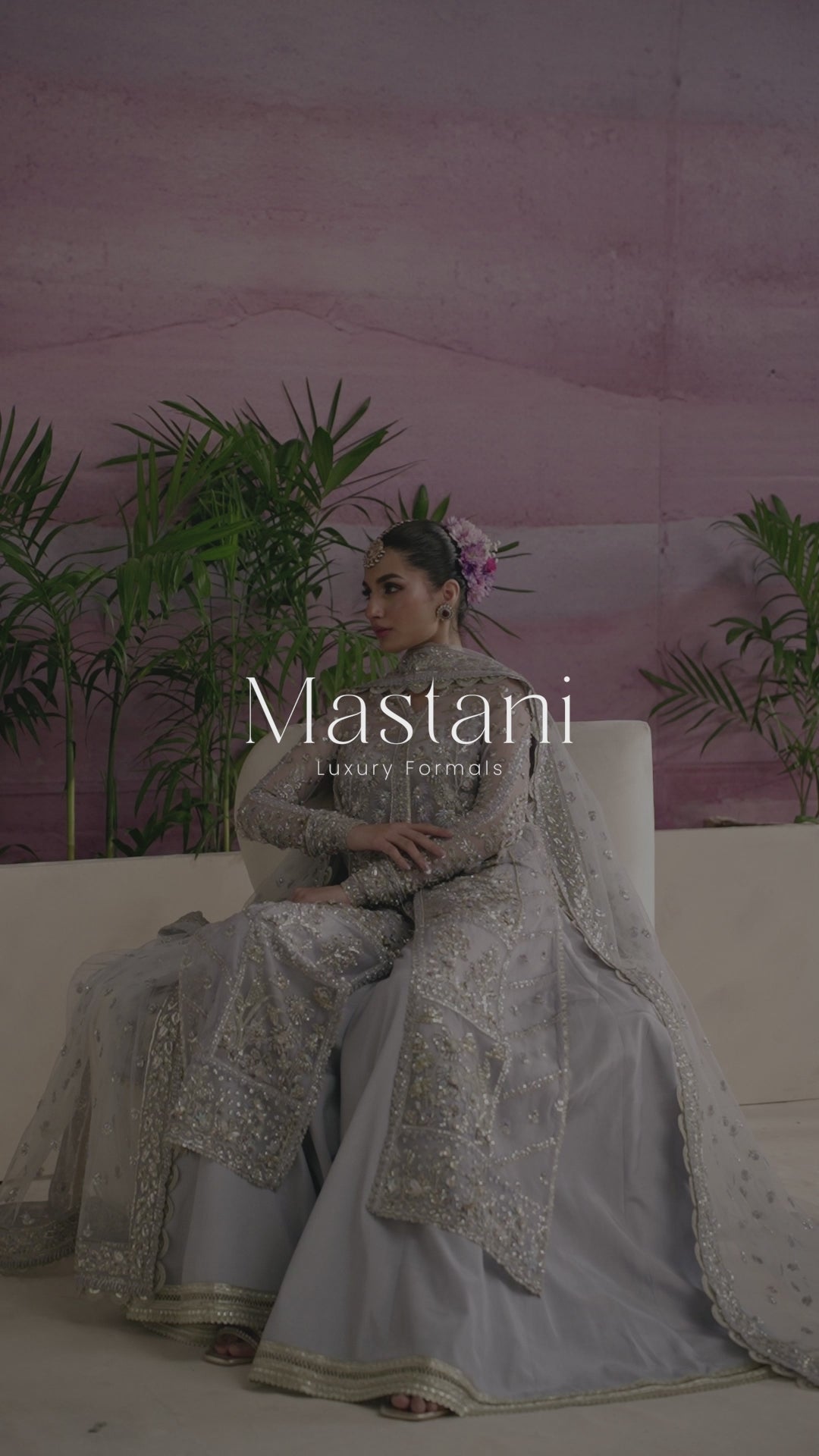 Pakistani Silver Grey Hand-Embellished Organza Kameez (3-Piece) - Image 8