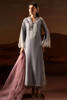 Soft Grey Embroidered Raw Silk Salwar Kameez (3-Piece) - Image 2