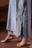 Soft Grey Embroidered Raw Silk Salwar Kameez (3-Piece) - Image 7