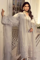Smoke Grey Zardozi Raw Silk Salwar Kameez (3-Piece) - Image 3