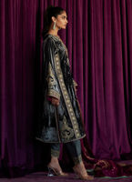 Grey Embellished Velvet Salwar Kameez (3-Piece) - Image 5
