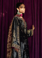 Grey Embellished Velvet Salwar Kameez (3-Piece) - Image 6