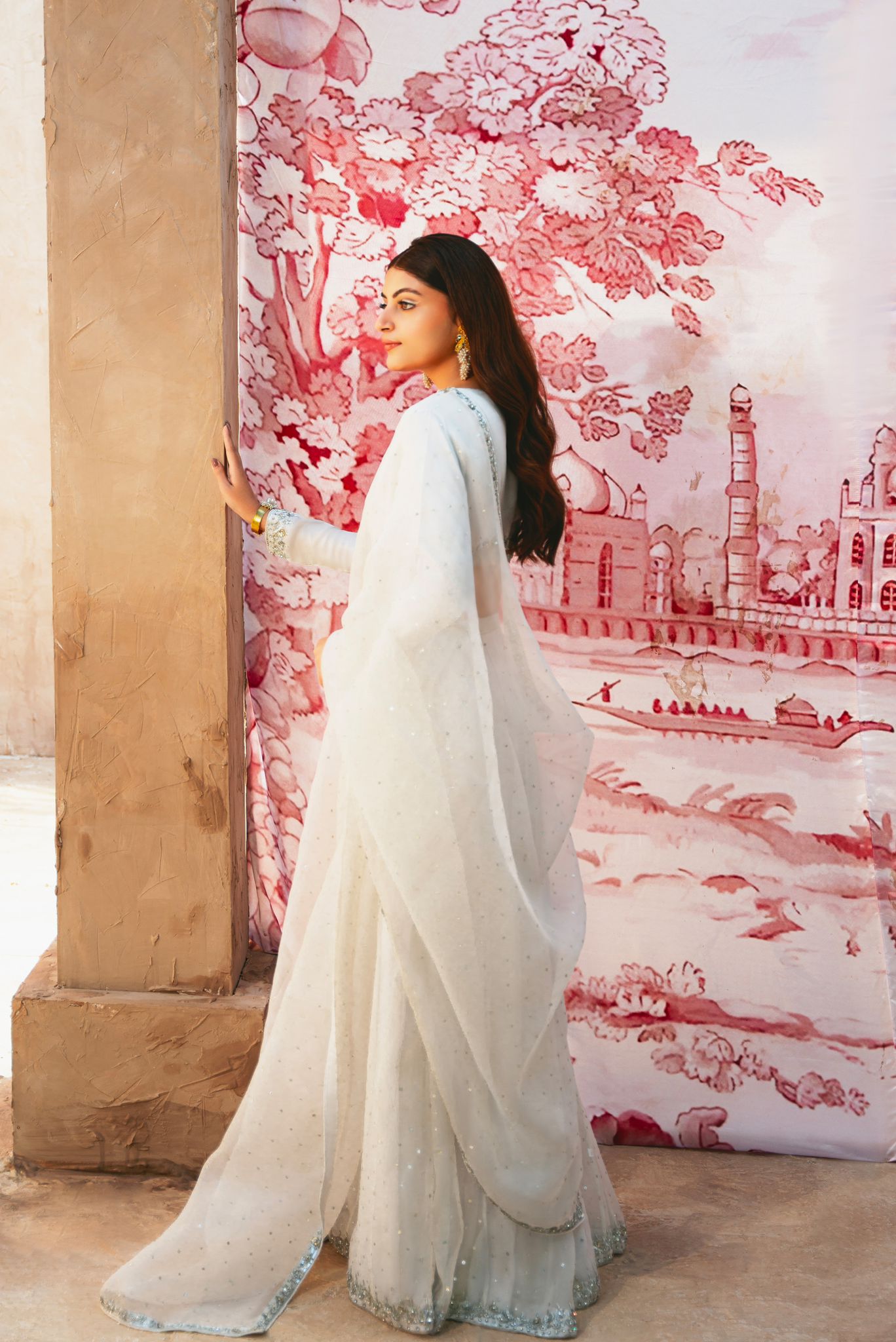 Soft Grey Embroidered Sharara Set (3-Piece) - Image 4