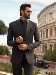 Charcoal Grey Wool Blend 3-Piece Suit (Slim Fit) - Image 2